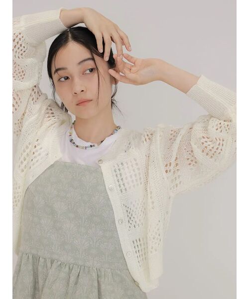 FIKA.(フィーカ)の「Crochet knit cardigan(カーディガン/ボレロ・レディース・ブラウン/アイボリー/ブラック・MEDIUM)」の2枚目の写真