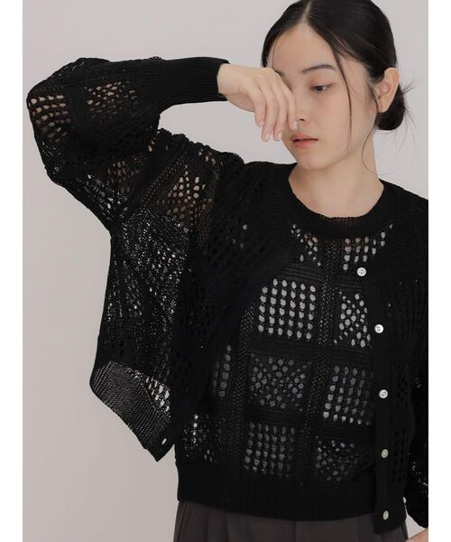 FIKA.(フィーカ)の「Crochet knit cardigan(カーディガン/ボレロ・レディース・ブラウン/アイボリー/ブラック・MEDIUM)」の22枚目の写真