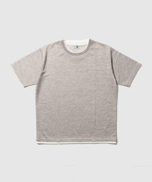 【SARARI /サラリ】メランジワッフル フェイクレイヤード クルーネックTシャツ 速乾