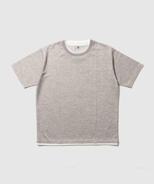 NAVY(ネイビー)の「【SARARI /サラリ】メランジワッフル フェイクレイヤード クルーネックTシャツ 速乾(Tシャツ/カットソー・メンズ・ブラック/ネイビー/グレー/ベージュ・XL/S/L/M)」の3枚目の写真