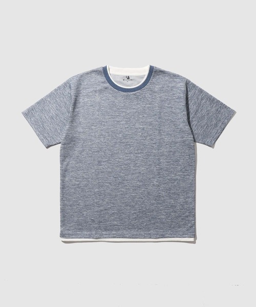 NAVY(ネイビー)の「【SARARI /サラリ】メランジワッフル フェイクレイヤード クルーネックTシャツ 速乾(Tシャツ/カットソー・メンズ・ブラック/ネイビー/グレー/ベージュ・XL/S/L/M)」の4枚目の写真