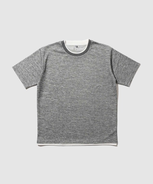NAVY(ネイビー)の「【SARARI /サラリ】メランジワッフル フェイクレイヤード クルーネックTシャツ 速乾(Tシャツ/カットソー・メンズ・ブラック/ネイビー/グレー/ベージュ・XL/S/L/M)」の2枚目の写真