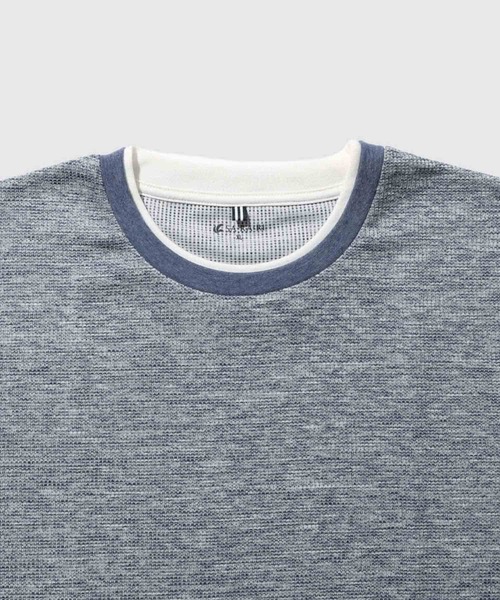 NAVY(ネイビー)の「【SARARI /サラリ】メランジワッフル フェイクレイヤード クルーネックTシャツ 速乾(Tシャツ/カットソー・メンズ・ブラック/ネイビー/グレー/ベージュ・XL/S/L/M)」の6枚目の写真
