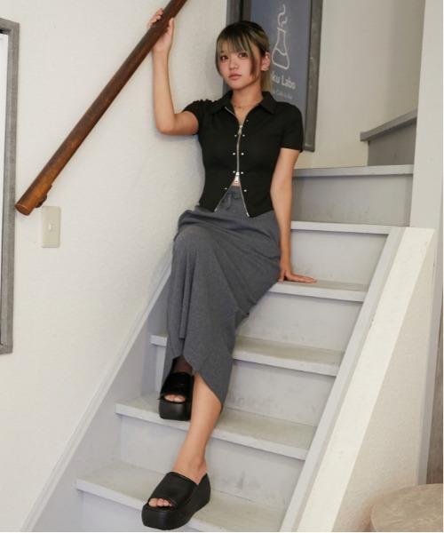 GORGE（ゴージ）の「《リブ・ナロー》ロングスカート／カジュアル×ミニマル／春夏秋／全3色（スカート・レディース・グレー/チャコール/ブラック・F）」の6枚目の写真