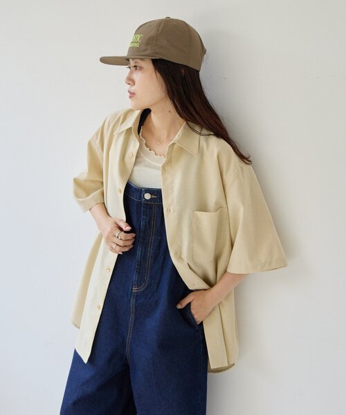 CIAOPANIC TYPY（チャオパニックティピー）の「【UNISEX】織りワッフルレギュラーカラーシャツ（シャツ/ブラウス・レディース・チャコールグレー/ベージュ・MEDIUM/LARGE）」の3枚目の写真