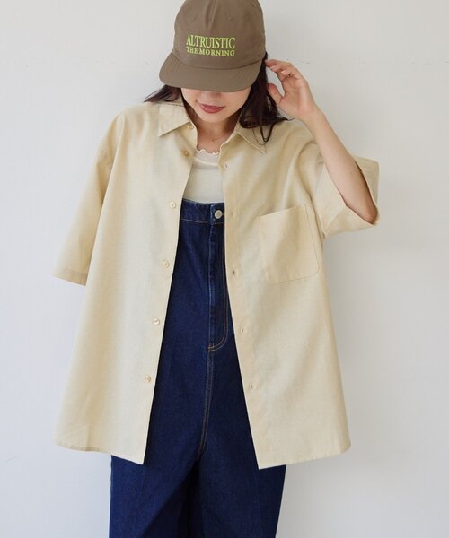 CIAOPANIC TYPY（チャオパニックティピー）の「【UNISEX】織りワッフルレギュラーカラーシャツ（シャツ/ブラウス・レディース・チャコールグレー/ベージュ・MEDIUM/LARGE）」の4枚目の写真