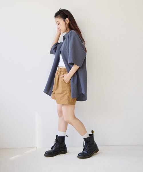 CIAOPANIC TYPY（チャオパニックティピー）の「【UNISEX】織りワッフルレギュラーカラーシャツ（シャツ/ブラウス・レディース・チャコールグレー/ベージュ・MEDIUM/LARGE）」の16枚目の写真