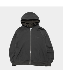 チェックレイヤードスターパッチソフトベーシックフードジップアップジャケット_2COLOR