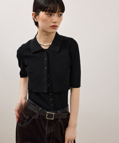 ADAM ET ROPE'(アダムエロペ)の「ミニカーディガンセットニットジレトップス(Tシャツ/カットソー・レディース・ブラック/ダークブラウン/ブルー系その他4・FREE)」の13枚目の写真