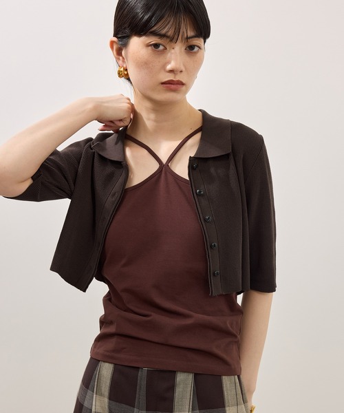 ADAM ET ROPE'(アダムエロペ)の「ミニカーディガンセットニットジレトップス(Tシャツ/カットソー・レディース・ブラック/ダークブラウン/ブルー系その他4・FREE)」の19枚目の写真