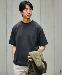 SHIPS: ハウンドトゥース 膨れ ジャカード ショートスリーブ Tシャツ