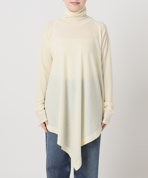 Uhr(ウーア)の「Uhr/ウーア Wool Asymmetry Turtleneck Long Tee タートルネックロングT(ニット/セーター・レディース・チャコールグレー/ベージュ/アイボリー・FREE)」の9枚目の写真