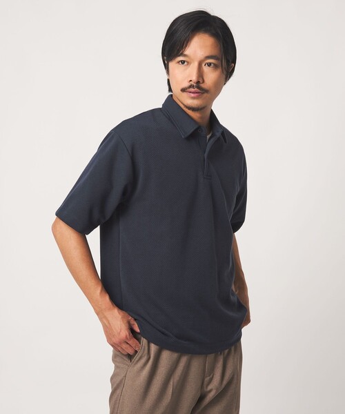 A DAY IN THE LIFE UNITED ARROWS（アデイインザライフユナイテッドアローズ）の「バウンシー ツイル リラックスポロシャツ＜A DAY IN THE LIFE＞（ポロシャツ・メンズ・ベージュ/ネイビー/ホワイト・L/M）」の3枚目の写真