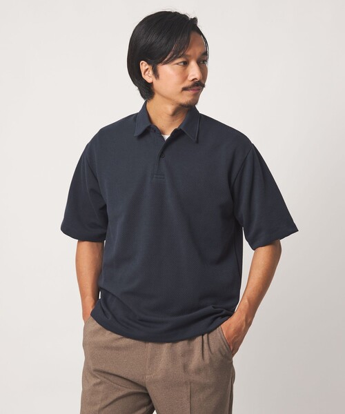 A DAY IN THE LIFE UNITED ARROWS（アデイインザライフユナイテッドアローズ）の「バウンシー ツイル リラックスポロシャツ＜A DAY IN THE LIFE＞（ポロシャツ・メンズ・ベージュ/ネイビー/ホワイト・L/M）」の4枚目の写真
