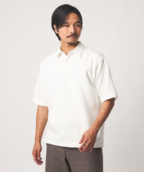 A DAY IN THE LIFE UNITED ARROWS（アデイインザライフユナイテッドアローズ）の「バウンシー ツイル リラックスポロシャツ＜A DAY IN THE LIFE＞（ポロシャツ・メンズ・ベージュ/ネイビー/ホワイト・L/M）」の7枚目の写真