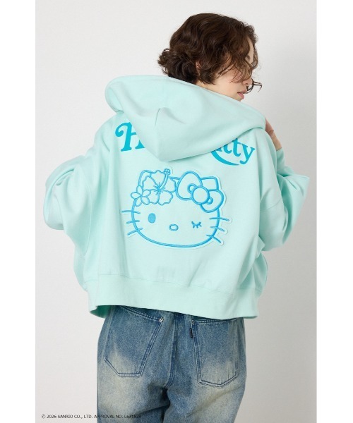 RODEO CROWNS WIDE BOWL(ロデオクラウンズワイドボウル)の「(HELLOKITTY)アップリケジップフーディー(パーカー・レディース・ブラック/グリーン系その他/グレー×ホワイト・FREE)」の6枚目の写真