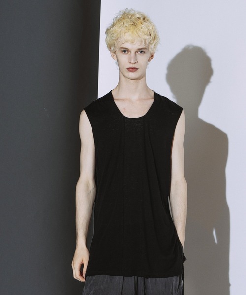 NO ID.（ノーアイディ）の「【NO ID.】Drawstrings Sleeveless Pullover / ドローストリングス スリーブレス プルオーバー（Tシャツ/カットソー・メンズ・ブラック/グレー/ホワイト・ONE SIZE）」の7枚目の写真