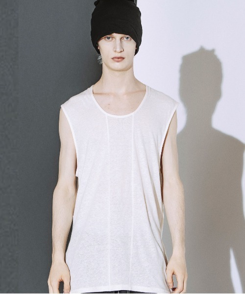 NO ID.（ノーアイディ）の「【NO ID.】Drawstrings Sleeveless Pullover / ドローストリングス スリーブレス プルオーバー（Tシャツ/カットソー・メンズ・ブラック/グレー/ホワイト・ONE SIZE）」の4枚目の写真