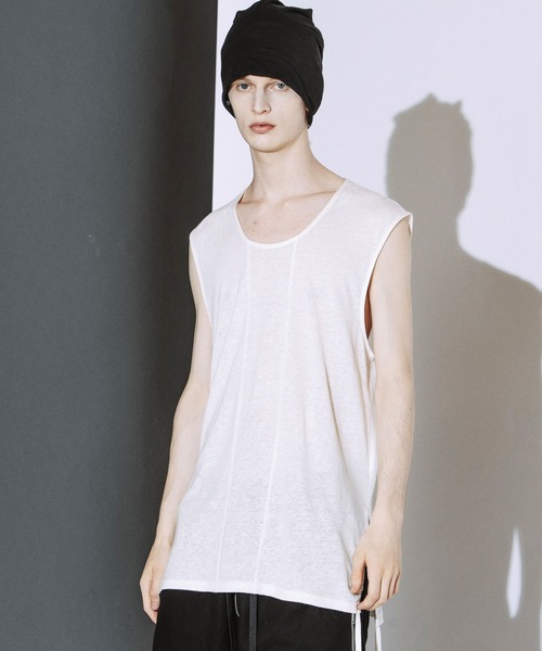 NO ID.（ノーアイディ）の「【NO ID.】Drawstrings Sleeveless Pullover / ドローストリングス スリーブレス プルオーバー（Tシャツ/カットソー・メンズ・ブラック/グレー/ホワイト・ONE SIZE）」の16枚目の写真
