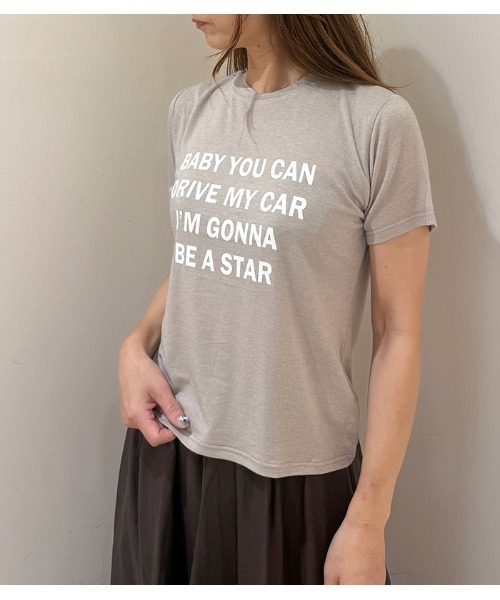 Desert Rose(デザートローズ)の「【MoNiLE/モニーレ】レーヨンサマーウールロゴTシャツ(Tシャツ/カットソー・レディース・ベージュ・FREE)」の2枚目の写真