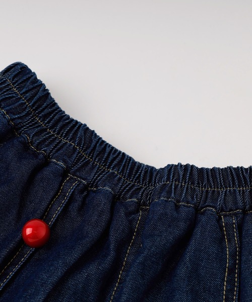 URBAN CHERRY(アーバンチェリー)の「【3点セット】ノースリーブトップス+フラワーキャミ+デニムスカート(キャミソール・キッズ・レッド・110cm/120cm/130cm/140cm)」の14枚目の写真