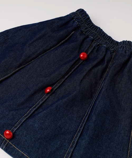 URBAN CHERRY(アーバンチェリー)の「【3点セット】ノースリーブトップス+フラワーキャミ+デニムスカート(キャミソール・キッズ・レッド・110cm/120cm/130cm/140cm)」の3枚目の写真