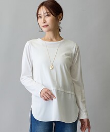 布帛ヘムドッキングロングスリーブTシャツ