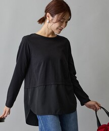 布帛ヘムドッキングロングスリーブTシャツ