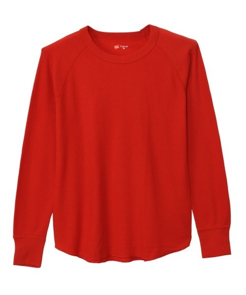 HANES（ヘインズ）の「【Hanes/ヘインズ】レディース Thermal for HER ロングスリーブTシャツ（Tシャツ/カットソー・レディース・オフホワイト/レッド/グレー系・LARGE/MEDIUM）」の3枚目の写真