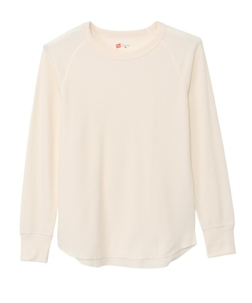 HANES（ヘインズ）の「【Hanes/ヘインズ】レディース Thermal for HER ロングスリーブTシャツ（Tシャツ/カットソー・レディース・オフホワイト/レッド/グレー系・LARGE/MEDIUM）」の5枚目の写真