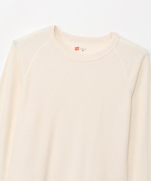 HANES（ヘインズ）の「【Hanes/ヘインズ】レディース Thermal for HER ロングスリーブTシャツ（Tシャツ/カットソー・レディース・オフホワイト/レッド/グレー系・LARGE/MEDIUM）」の7枚目の写真