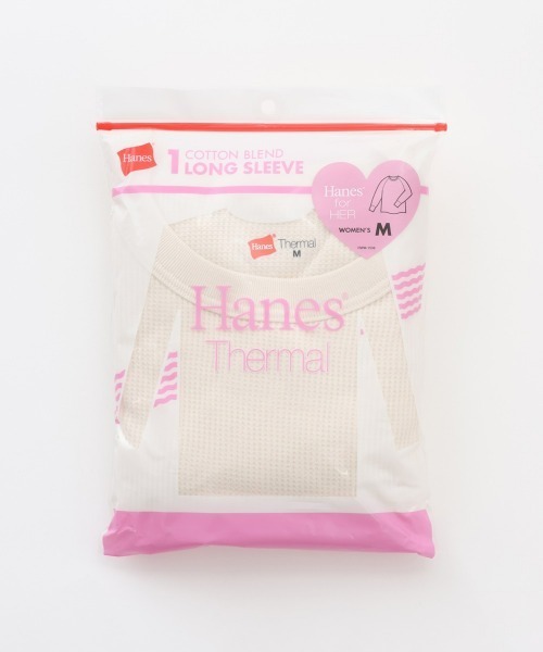 HANES（ヘインズ）の「【Hanes/ヘインズ】レディース Thermal for HER ロングスリーブTシャツ（Tシャツ/カットソー・レディース・オフホワイト/レッド/グレー系・LARGE/MEDIUM）」の9枚目の写真