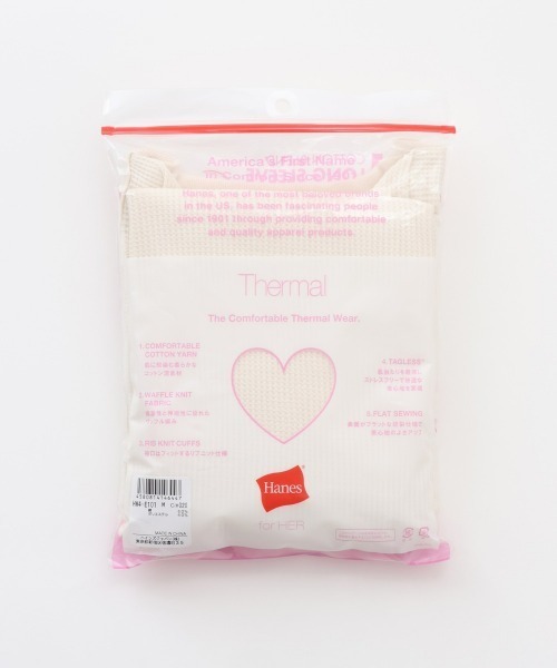HANES（ヘインズ）の「【Hanes/ヘインズ】レディース Thermal for HER ロングスリーブTシャツ（Tシャツ/カットソー・レディース・オフホワイト/レッド/グレー系・LARGE/MEDIUM）」の10枚目の写真