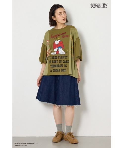 RODEO CROWNS WIDE BOWL(ロデオクラウンズワイドボウル)の「(PEANUTS)カスタムドッキングTシャツ(Tシャツ/カットソー・レディース・ブラック/オフホワイト/カーキ・FREE)」の11枚目の写真