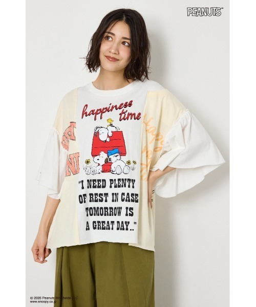 RODEO CROWNS WIDE BOWL(ロデオクラウンズワイドボウル)の「(PEANUTS)カスタムドッキングTシャツ(Tシャツ/カットソー・レディース・ブラック/オフホワイト/カーキ・FREE)」の13枚目の写真