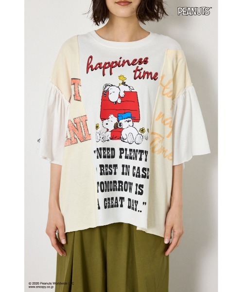 RODEO CROWNS WIDE BOWL(ロデオクラウンズワイドボウル)の「(PEANUTS)カスタムドッキングTシャツ(Tシャツ/カットソー・レディース・ブラック/オフホワイト/カーキ・FREE)」の18枚目の写真