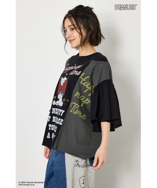 RODEO CROWNS WIDE BOWL(ロデオクラウンズワイドボウル)の「(PEANUTS)カスタムドッキングTシャツ(Tシャツ/カットソー・レディース・ブラック/オフホワイト/カーキ・FREE)」の5枚目の写真
