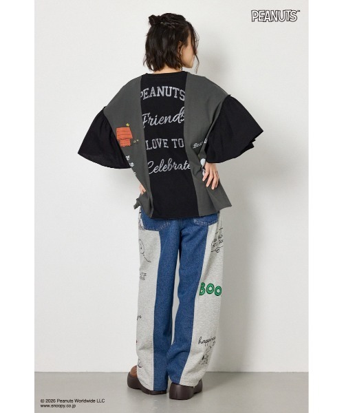 RODEO CROWNS WIDE BOWL(ロデオクラウンズワイドボウル)の「(PEANUTS)カスタムドッキングTシャツ(Tシャツ/カットソー・レディース・ブラック/オフホワイト/カーキ・FREE)」の8枚目の写真