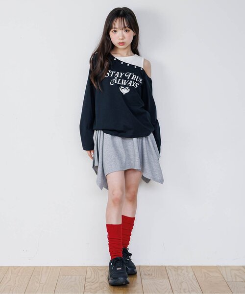 algy（アルジー）の「りぼん付きルーズソックス（ソックス/靴下・キッズ・アイボリー/ブラック/レッド・24/21）」の4枚目の写真