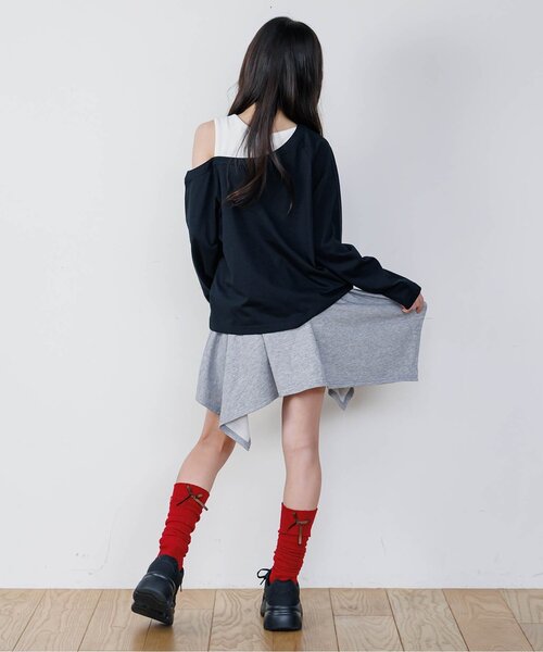 algy（アルジー）の「りぼん付きルーズソックス（ソックス/靴下・キッズ・アイボリー/ブラック/レッド・24/21）」の5枚目の写真