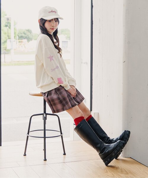 algy（アルジー）の「りぼん付きルーズソックス（ソックス/靴下・キッズ・アイボリー/ブラック/レッド・24/21）」の6枚目の写真