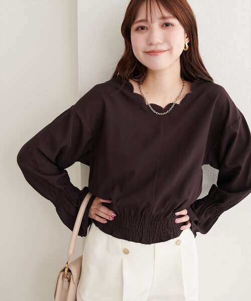 natural couture(ナチュラルクチュール)の「2WAYスカラップブラウス(シャツ/ブラウス・レディース・その他2/グレイッシュベージュ/サックスブルー/ブラウン/その他1/ブラック/アイボリー/ボルドー・FREE)」の11枚目の写真