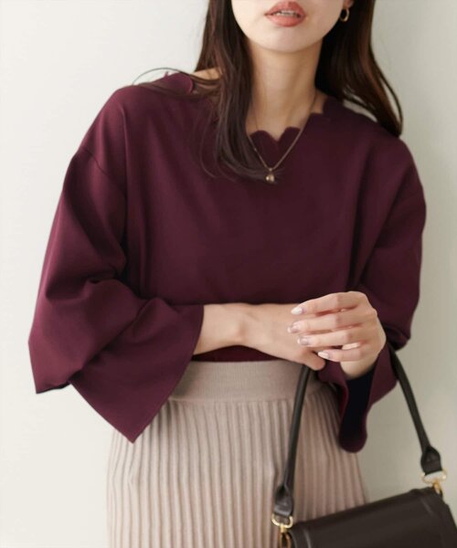 natural couture(ナチュラルクチュール)の「2WAYスカラップブラウス(シャツ/ブラウス・レディース・その他2/グレイッシュベージュ/サックスブルー/ブラウン/その他1/ブラック/アイボリー/ボルドー・FREE)」の14枚目の写真