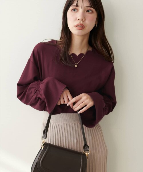 natural couture(ナチュラルクチュール)の「2WAYスカラップブラウス(シャツ/ブラウス・レディース・その他2/グレイッシュベージュ/サックスブルー/ブラウン/その他1/ブラック/アイボリー/ボルドー・FREE)」の15枚目の写真