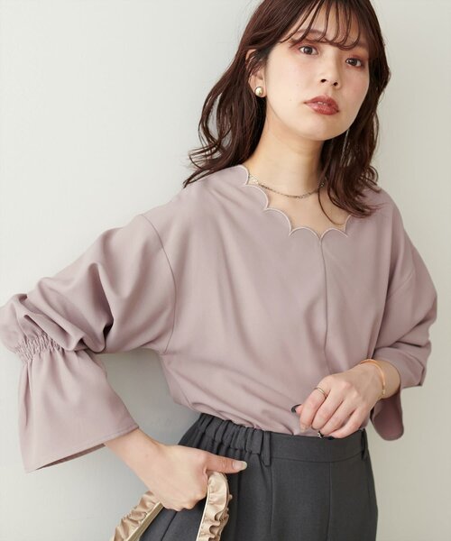 natural couture(ナチュラルクチュール)の「2WAYスカラップブラウス(シャツ/ブラウス・レディース・その他2/グレイッシュベージュ/サックスブルー/ブラウン/その他1/ブラック/アイボリー/ボルドー・FREE)」の19枚目の写真