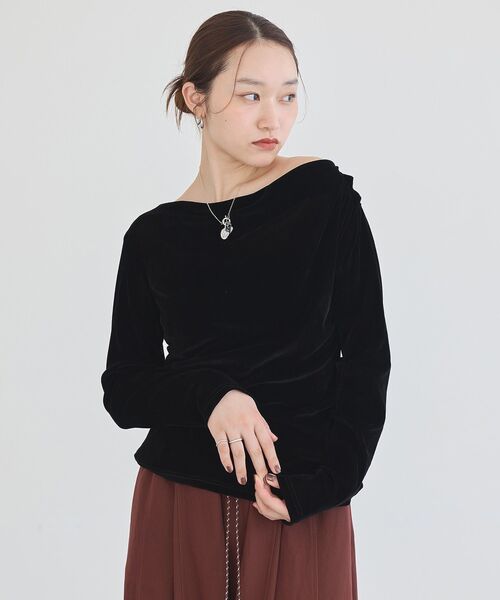 earth music&ecology(アースミュージックアンドエコロジー)の「ドレープカットチュールフロッキープルオーバー(Tシャツ/カットソー・レディース・ピンク系その他3/ブラック/ブラウン/アイボリー・FREE)」の13枚目の写真