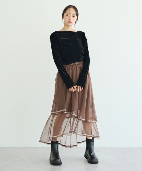 earth music&ecology(アースミュージックアンドエコロジー)の「ドレープカットチュールフロッキープルオーバー(Tシャツ/カットソー・レディース・ピンク系その他3/ブラック/ブラウン/アイボリー・FREE)」の18枚目の写真