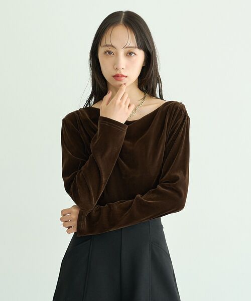 earth music&ecology(アースミュージックアンドエコロジー)の「ドレープカットチュールフロッキープルオーバー(Tシャツ/カットソー・レディース・ピンク系その他3/ブラック/ブラウン/アイボリー・FREE)」の21枚目の写真