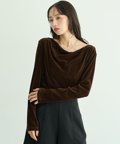 earth music&ecology(アースミュージックアンドエコロジー)の「ドレープカットチュールフロッキープルオーバー(Tシャツ/カットソー・レディース・ピンク系その他3/ブラック/ブラウン/アイボリー・FREE)」の22枚目の写真