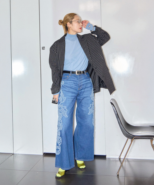 CITYSHOP(シティーショップ)の「《追加6》SHEER HIGH NECK TOP:カットソー(Tシャツ/カットソー・レディース・ネイビー/ブルー系その他/ブラウン系その他/ブラック・FREE)」の8枚目の写真